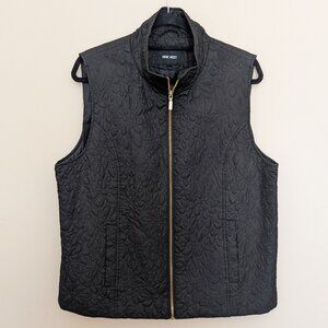 Nine West black floral quilted vest XL EUC cottagecore coastal grandma